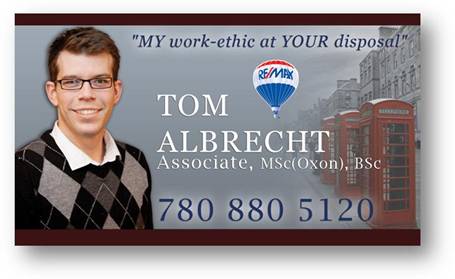 Tom Albrect's Business Card from the beginning of his career